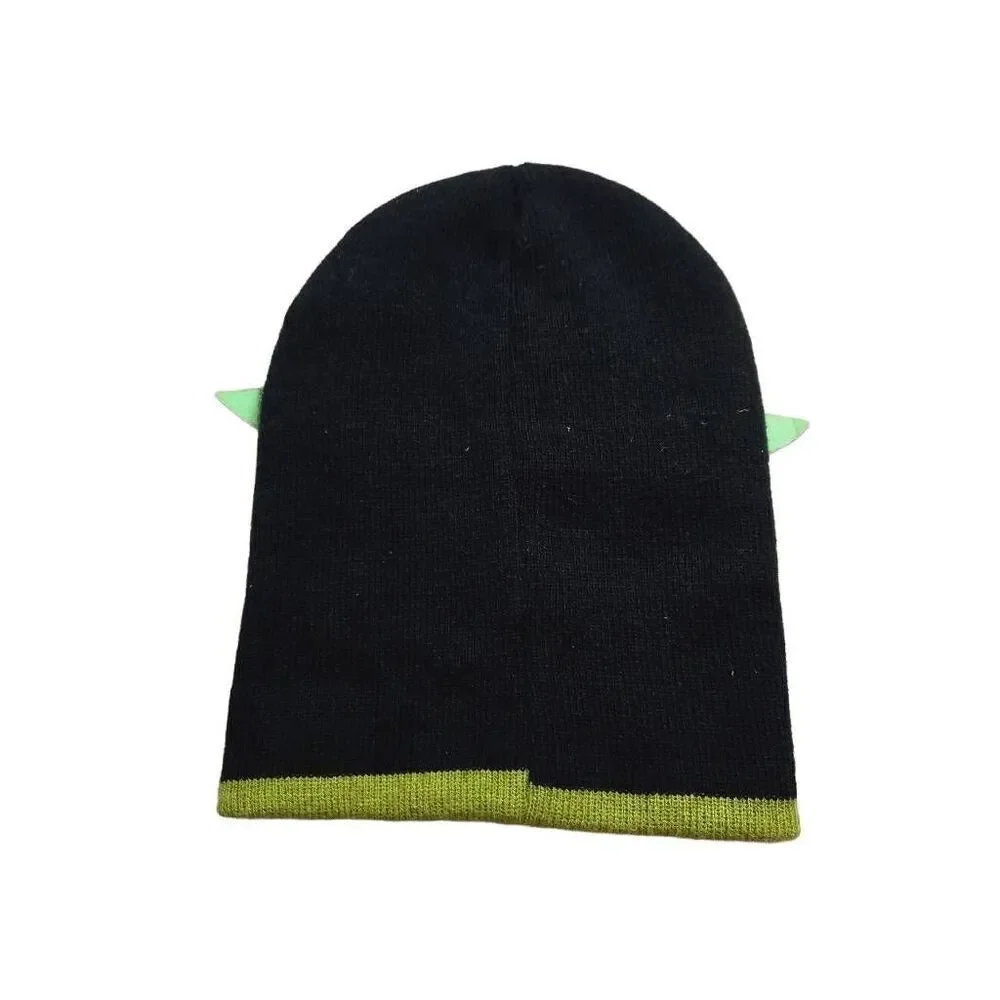 Star Wars Beanie Knit Hat - Grogu Baby Yoda Ears Black Green Winter Warm Child h